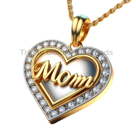 Gold Heart Pendant Necklace for Mom with Sparkling Border – Elegant Mother’s Day Jewelry Gift