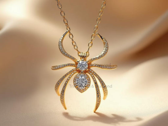 Spider Minimalist Pendant Necklace •Gothic Insect Jewelry • Animal pendant• Creepy Cute Jewelry • Perfect Lab Grown Or Moisanite Gift