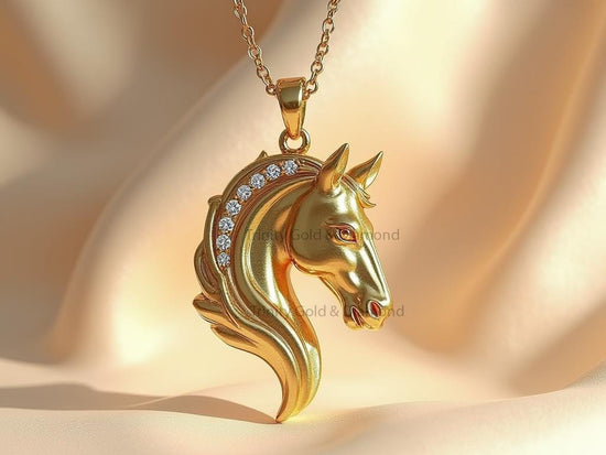 Elegant Gold Horse Pendant Necklace • Diamond Mane Equestrian Charm • Animal Totem Jewelry • Gift for Her • Horse Lover Necklace