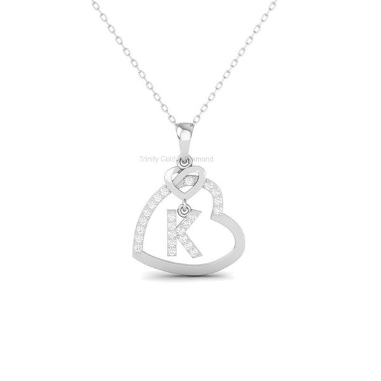 Personalized Heart Pendant with Initial, 18K Gold Over Sterling Silver, Diamond Accent Letter Necklace, Custom Gift for Her, Handmade