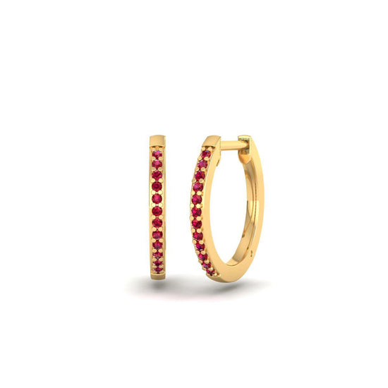 Red Pave Hoop Earrings for Women, Dainty Sparkling Huggie Hoops, Minimalist Everyday Earrings, Gift for Her