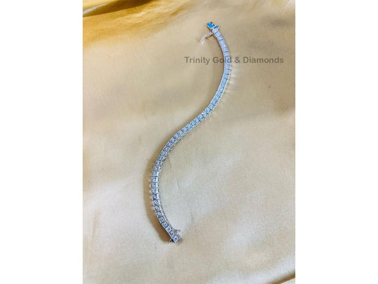 Illusion Plate Diamond Tennis Bracelet, Miracle Setting Square Link Bracelet, Dainty Gold Bracelet, Elegant Mothers Day Gift, 4.70mm Width