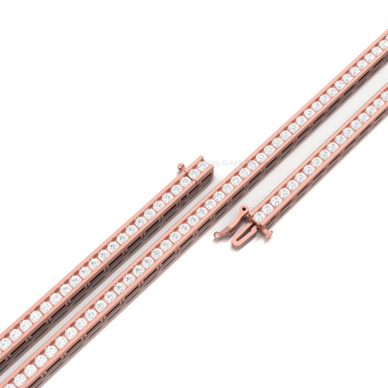 Channel Set Diamond Tennis Bracelet • Gold Dainty Wedding Bracelet • Handmade Bridal Jewelry • Anniversary Gift for Women