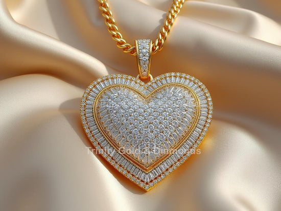 Bold Heart Pendant Necklace for Women • Iced Out Luxury Pave Charm • Gold Statement Necklace • Hip Hop Jewelry • Gift for Her