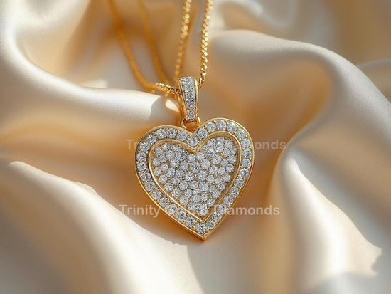 Double Heart Pavé Pendant Necklace • Sparkly Gold Love Necklace • Iced Out Heart Charm for Women • Romantic Jewelry Gift for Her