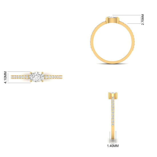 Oval Solitaire Engagement Ring • Pavé Band Dainty Ring • Minimalist Promise Ring • Elegant Gift for Her • Bridal Jewelry