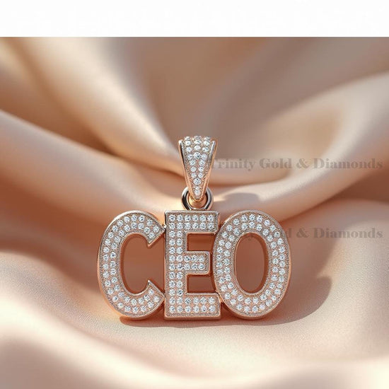 CEO Pendant Charm for Men, Diamond Letter Pendant Without Chain, CZ Hip Hop Jewelry in Gold Finish, Statement Gift for Him