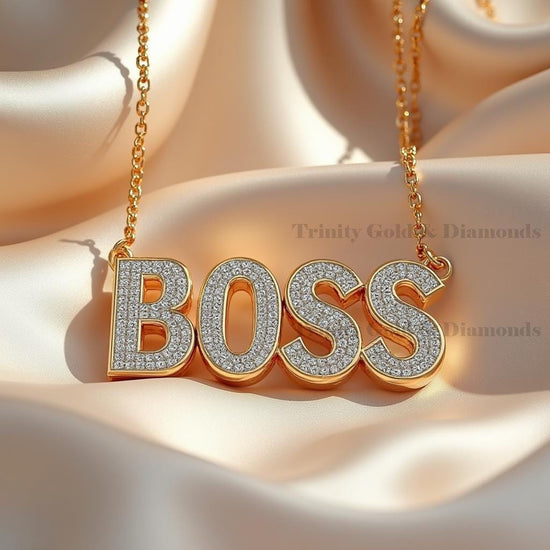 BOSS Necklace for Women, Horizontal Letter Pendant with Chain,Diamond Gold Finish Jewelry, Gift for Her, Boss Lady Jewelry