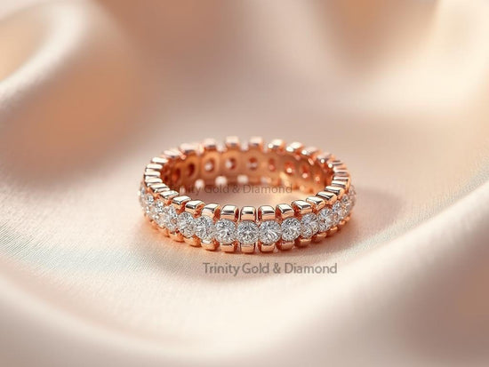 Classic Round Diamond Eternity Band Ring • Full Eternity Ring for Women • Anniversary Wedding Band • Lab Grown Stacking Ring for her