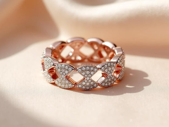 Bold Petal Marquise Eternity Band Ring • Rose Gold Statement Wedding Band • Full Eternity Ring for Women • Lab Grown Diamond Eternity Ring