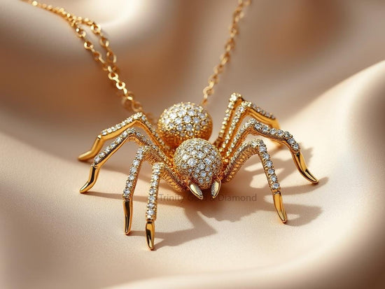 Spider Pendant Necklace • Iced Out Hip Hop Bug Jewelry • Statement Necklace • Gothic Halloween Necklace Gift Lab Grown Or Moissanite Diamond