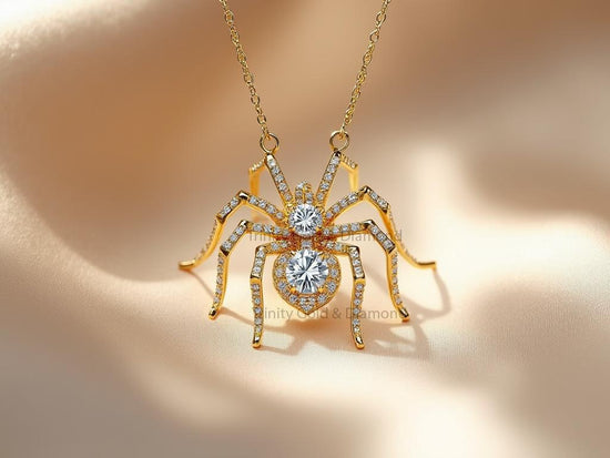 Minimalist Spider Pendant Necklace • Iced Gothic Insect Jewelry • Icy Hip Hop Gift for Him or Her • Perfect Lab Grown Or Moisanite Gift