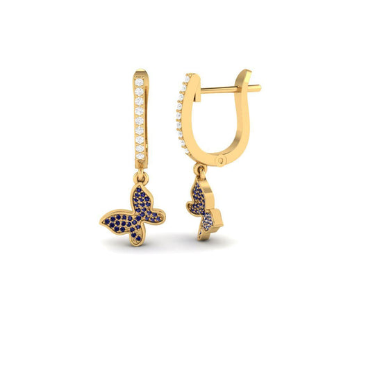 Red Butterfly Dangle Earrings, Sparkling Drop Hoops for Women, Nature-Inspired Jewelry Gift, Cute Minimalist Earrings