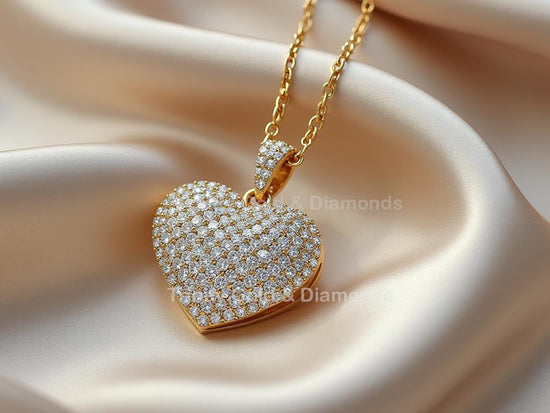 Heart Pendant Necklace with Lab Grown Diamonds in 925 Sterling Silver | Sparkling Heart Jewelry Gift for Her | Valentine&