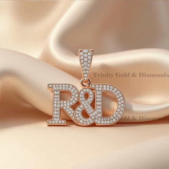 Custom R AND D Initial Pendant • Diamond Letter Necklace • Rose Gold Personalized Pendant for Men And Women • Gift Jewelry