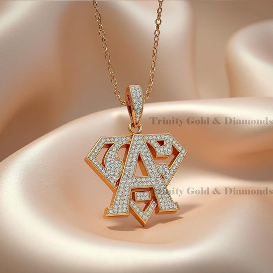 Custom A Letter Pendant Necklace, S Style Pavé Diamond Charm, Rose Gold Hip Hop Jewelry, Initial Name Necklace, Gift for Him & Her