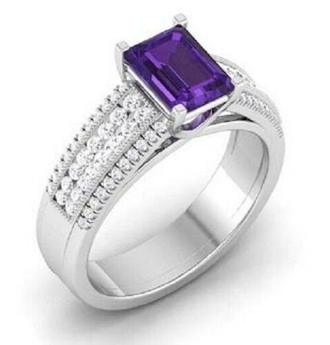 2.00 Ct Lab Created Emerald Cut Gemstone Engagement Ring, Wedding Engagement Ring, Handmade Women Engagement Ring,Bridal Ring, Gift For Her