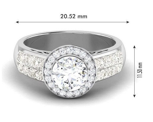 2.40Ct Round Cut Moissanite Diamond Ring, 925 Sterling Silver, Engagement Ring, Promise Ring, 14k White Gold Plated, Handmade Ring