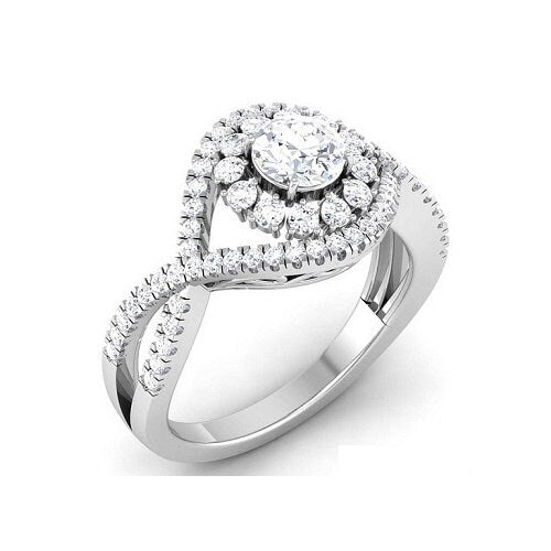 14k White Gold Plated, Moissanite Diamond Ring, Engagemwnt Wedding Women&