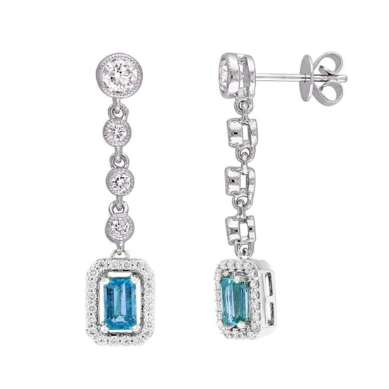 RUBY DANGLE EARRINGS, Ruby and Diamond Drop Earrings, Gemstone Dangle Women&