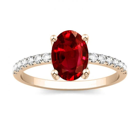 Ruby Engagement Ring, 925 Sterling Silver, Red Ruby And Moissanite Ring, Handmade Ring, Gemstone Ring, Wedding Anniversary Ring,Gift For Her