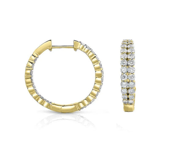 2.30 Ct Round Cut Moissanite And Diamond Earrings, Hoop Women&