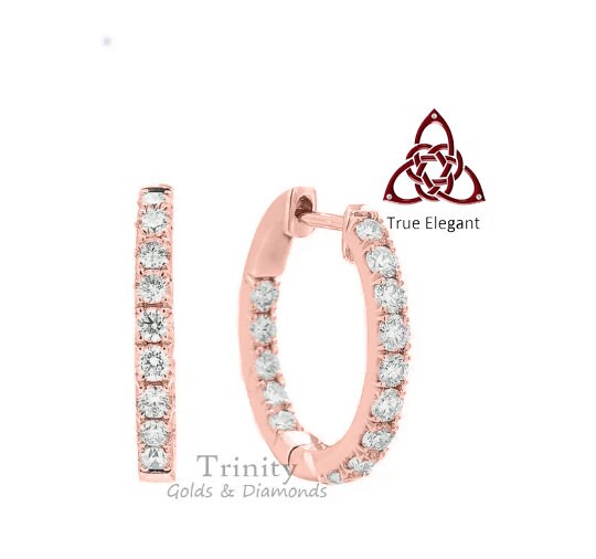 DIAMOND HOOP EARRINGS, In & Out Diamond Hoop Earrings , Diamond Earrings, Sterling Silver Diamond Earrings, Moissanite Hoops