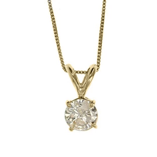 1.0 Carat Real Moissanite Diamond Pendant Necklace With 14kt Yellow Gold Finish, sterling silver Diamond Necklace, dainty Necklace, Gifts