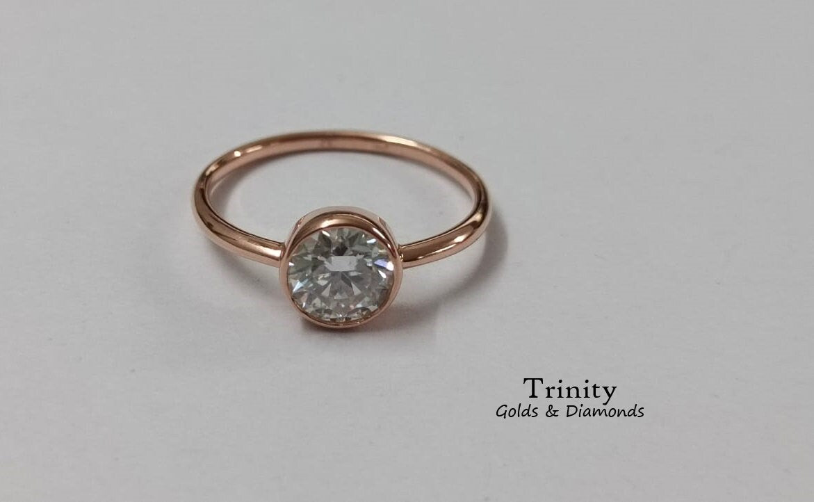 0.50CT Round Diamond Solitaire Bezel Set Ring / Dainty Ring For Women / Delicate Ring / 14KT White Gold Plated / Gift For Her