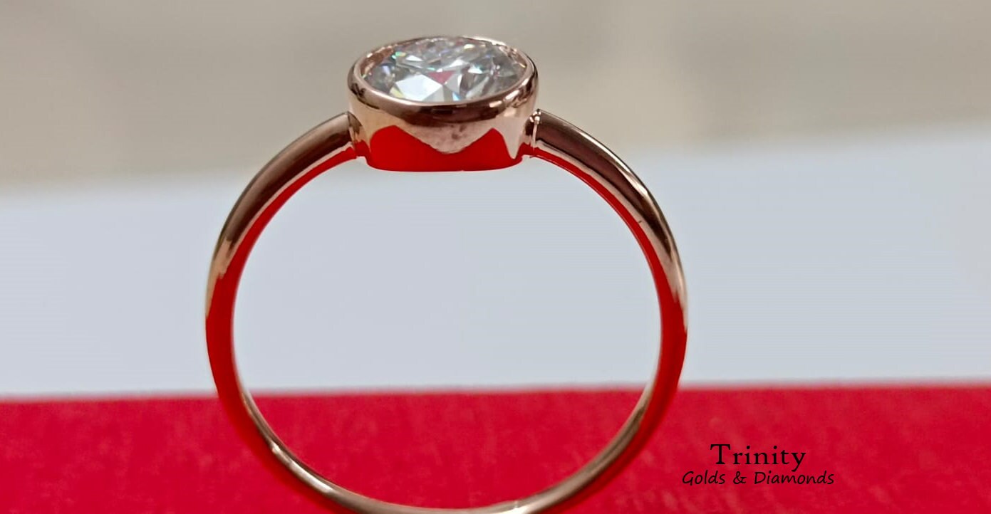 0.50CT Round Diamond Solitaire Bezel Set Ring / Dainty Ring For Women / Delicate Ring / 14KT White Gold Plated / Gift For Her