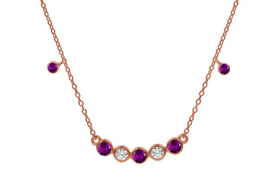 RUBY DIAMOND NECKLACE, Ruby Bezel Set Gemstoe Necklace, Sterling Silver Ruby Necklace with 14kt Gold Finishing,Wedding Necklace,Gift for you