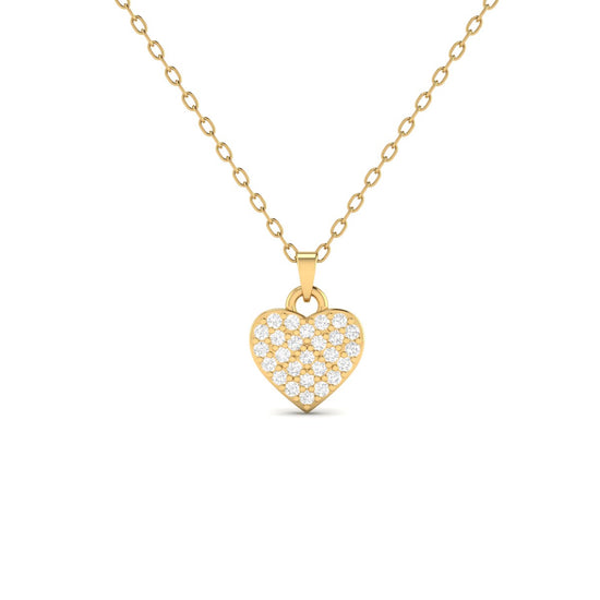 Heart Shaped Diamond Necklace | Dainty Gold Heart Pendant | Pave Diamond Love Necklace | Minimalist Everyday Gold Jewelry | Gift for Her
