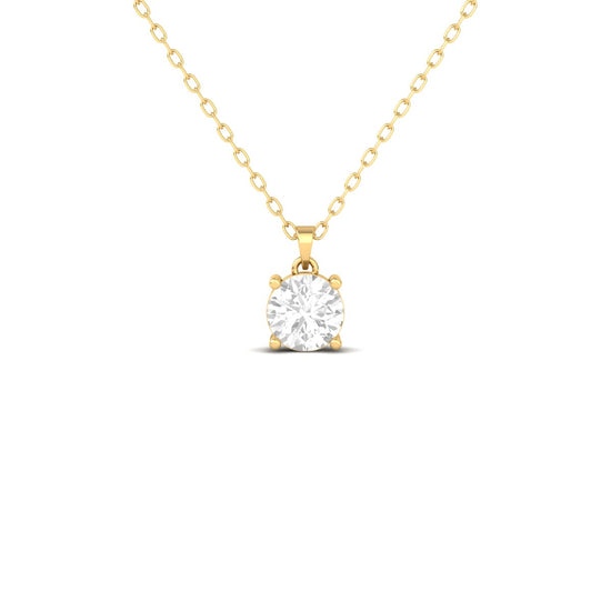 Dainty Diamond Pendant, Solitaire Diamond Pendant, 14K Yellow Gold Plated, Gift For Her, Anniversary Gift