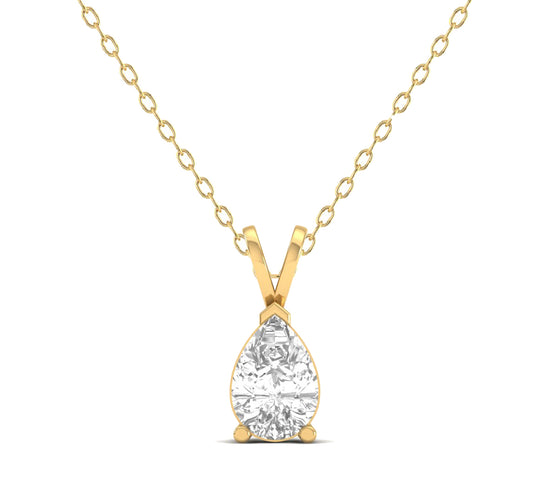 Pear Diamond Pendant Dainty Solitaire Pear Shaped Diamond Necklace | Classic Gold Everyday Jewelry | Gift for Her
