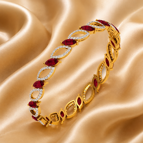 4.00Ct Diamond And Red Ruby Marquise Cut Women&