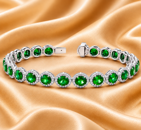 5.00 Ct Emerald And Diamond Tennis Bracelet, Gift For Her,Tennis Bracelet, 925 Sterling Silver Bracelet, Women Jewellery, Bracelet Jewelry.
