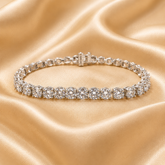 5.0CT Moissanite Diamond Tennis Bracelet, Classic Four Prong Diamond Tennis Bracelet, 14KT White Gold Plated Bracelet For Women Perfect Gift