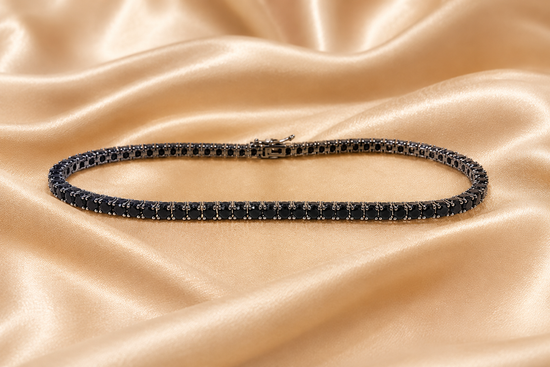 Tennis Bracelet For Women • Black Diamond Silver Tennis Bracelet • Diamond Tennis Bracelet • Anniversary Gift • Size-7"• Statement Bracelet