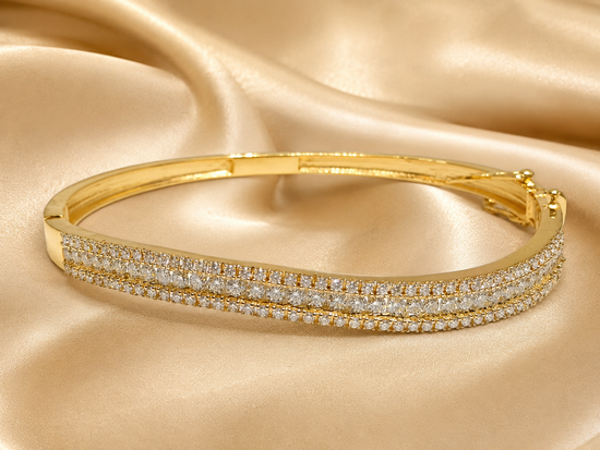 Bangle for Women • Moissanite Diamond Bangle Bracelet for Women • Anniversary or Wedding Gift •  Bangle Gift for Her