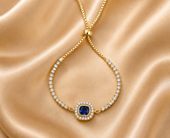 Bolo Adjustable Bracelet, Sapphire Gemstone Pull Tie Bolo Bracelet,Sapphire And Moissanite Bracelet For Woman, Sapphire And Diamond Bracelet
