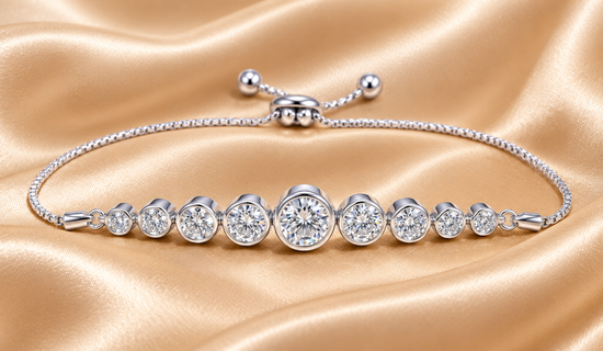 Bolo Bracelet For Women • 3.0Ct ROUND Cut Lab Grown Diamond Bezel Set Adjustable Bolo Bracelet• Anniversary/Christmas/Thanksgiving Gift •