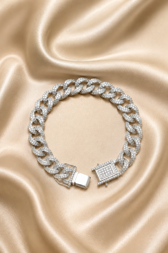 Moissanite Cuban Bracelet For Men • Hip-hop Diamond Bracelet for Him • Urban statement Bracelet • 12mm Width • Perfect Gift for Him