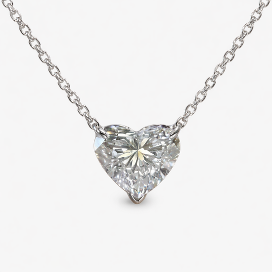 Lab Grown Diamond Heart Solitaire Necklace in 925 Sterling Silver | Heart Cut Minimalist Pendant | Romantic Fine Jewelry Gift for Women
