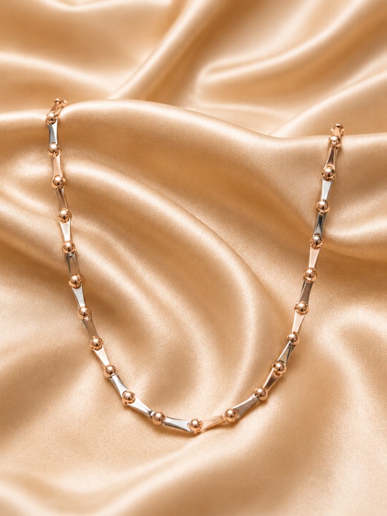 Slim Geometric Bar Link Necklace, Rose Gold Men&