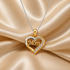 A heart-shaped pendant necklace with a gold and silver split design, featuring the word &
