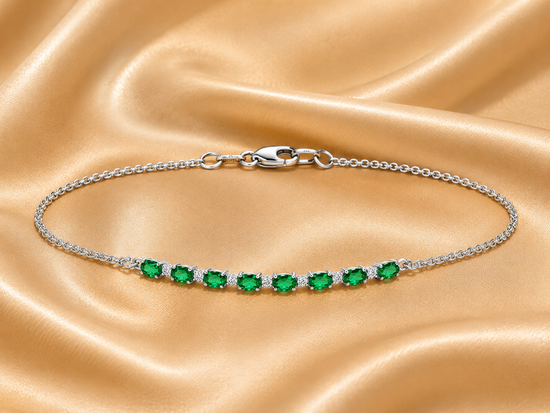 DELICATE EMERALD BRACELET, Bracelet With 14kt Gold Plated On 925 Silver, Diamond Bracelets for Women,Silver Bracelet,Emerald bracelet, Gifts
