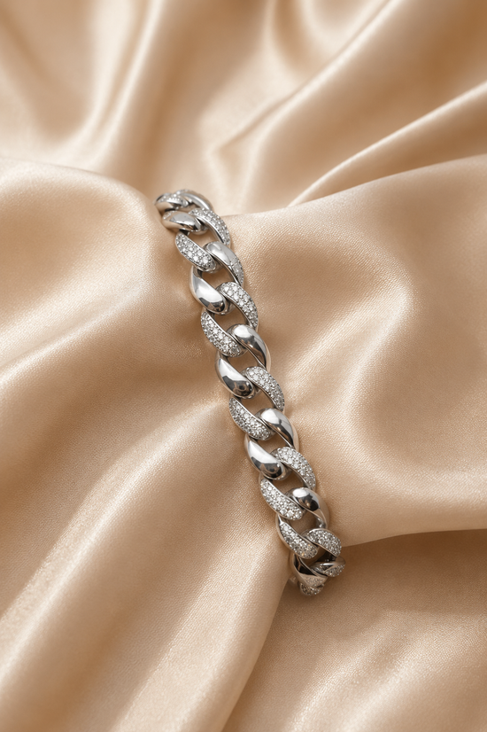 Miami Cuban Link Bracelet, Alternative Diamond link Bracelet, Rapper Bracelet- Urban Style, Gift for Him Size can be Customized