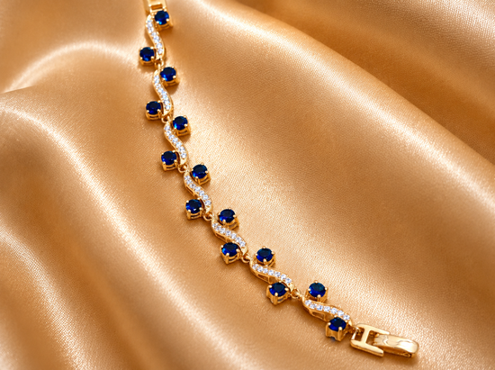 S Link Tennis Bracelet For Women • Blue Sapphire Gemstone Bracelet for Her • Multistone Gemstone Bracelet • Perfect Christmas Gift
