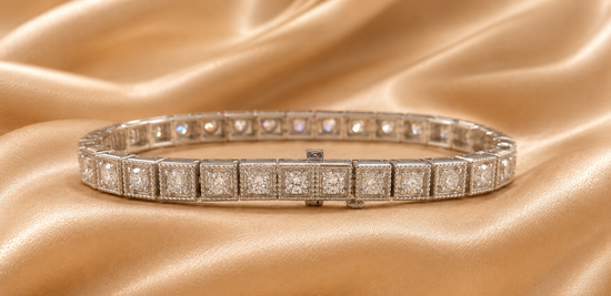 4.00 CT 925 Sterling Silver Tennis Bracelet, Square Box  Diamond Tennis Bracelet, Vintage Inspired Bracelet, Perfect Mothers Day Gift