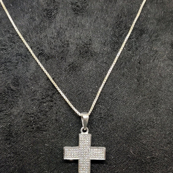 MOISSANITE CROSS PENDANT, 925 Sterling Silver Cross Pendant, Handmade Cross Pendant, 14k White Gold Plated, Gift For Her/Him
